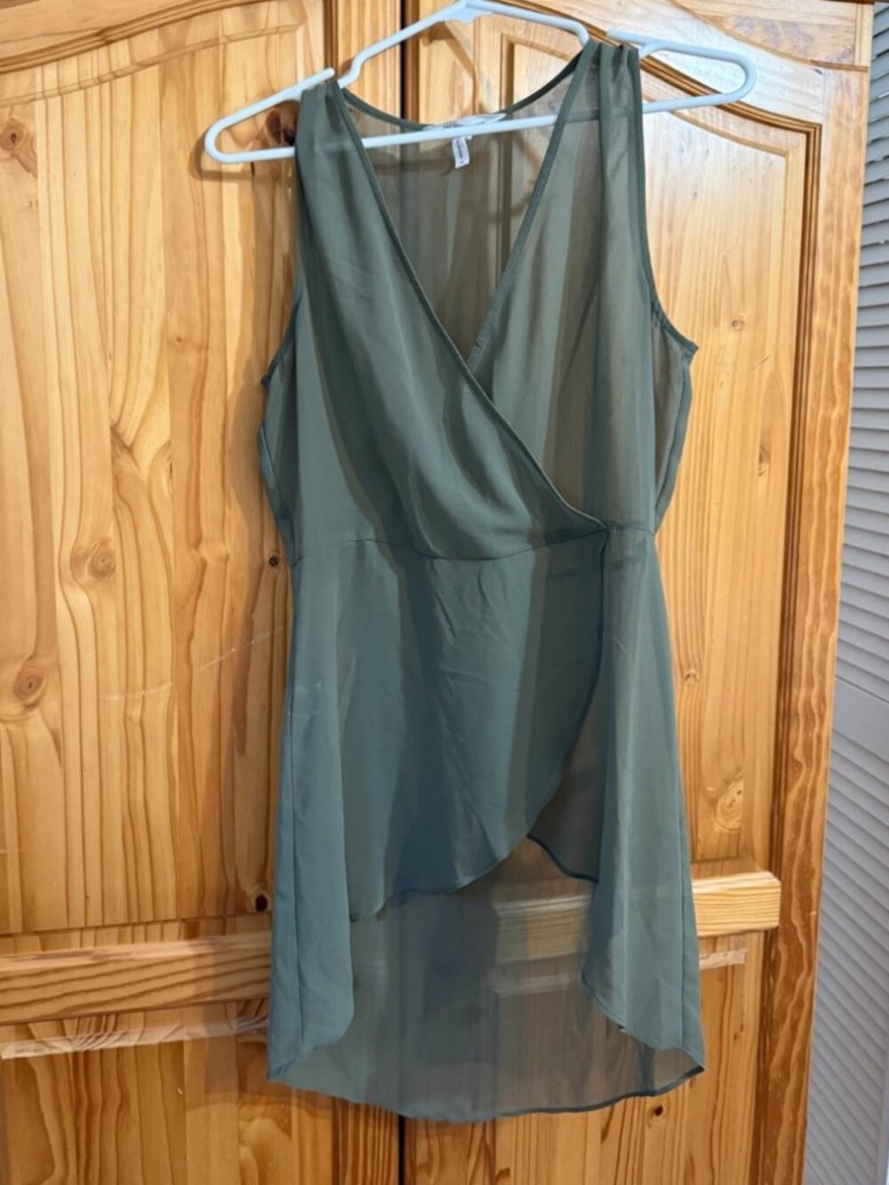 BCBGeneration Olive sheer georgette tunic top -Size XS